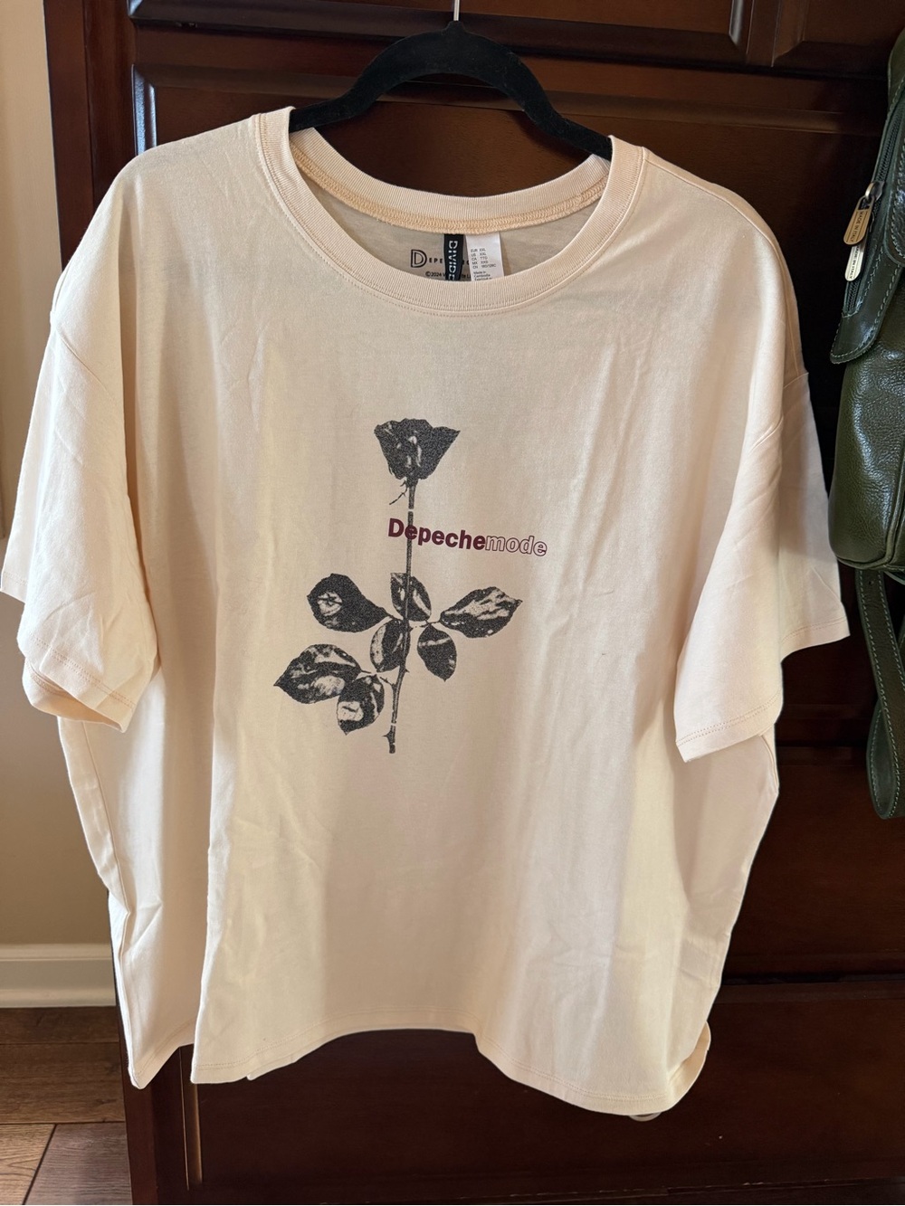 H&M Depeche Mode Short Sleeve Tee with Black Rose Graphic